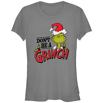 Juniors' Dr. Seuss Don't Be A Grinch Fitted Graphic Tee