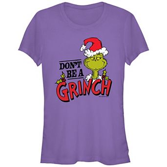 Juniors' Dr. Seuss Don't Be A Grinch Fitted Graphic Tee