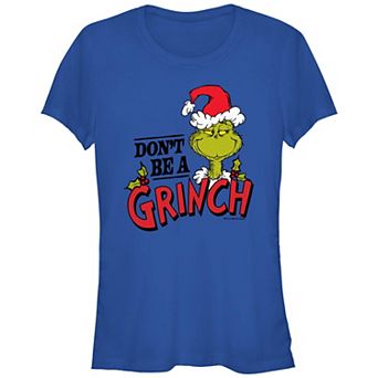 Juniors' Dr. Seuss Don't Be A Grinch Fitted Graphic Tee