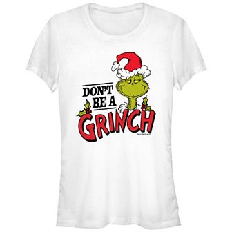 Juniors' Dr. Seuss Don't Be A Grinch Fitted Graphic Tee