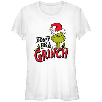 Juniors' Dr. Seuss Don't Be A Grinch Fitted Graphic Tee
