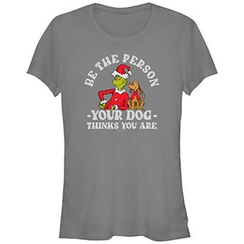 Juniors' Dr. Seuss Grinch And Max Be The Person Your Dog Thinks You Are Fitted Graphic Tee
