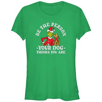 Juniors' Dr. Seuss Grinch And Max Be The Person Your Dog Thinks You Are Fitted Graphic Tee