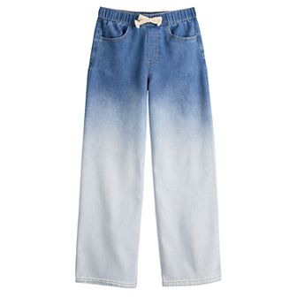Girls 7-16 Vanilla Star Pull-On Wide Leg Ombre Denim Pants
