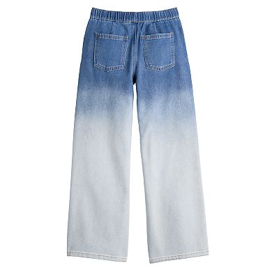 Girls 7-16 Vanilla Star Pull-On Wide Leg Ombre Denim Pants