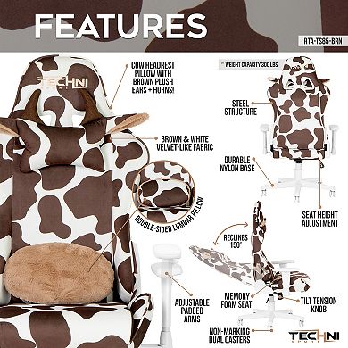 Techni Sport TS85 Brown Cow Gaming Chair