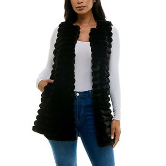 Women's Nina Leonard Stripe Faux Fur Vest