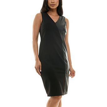 Women's Nina Leonard Mixed Pleather Sheath Dress