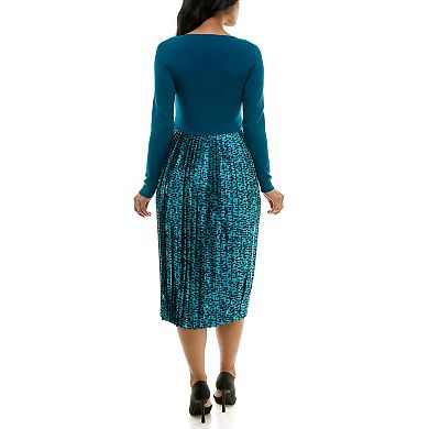 Women's Nina Leonard Lurex Knit Midi Dress