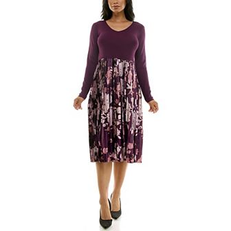 Women's Nina Leonard Lurex Knit Midi Dress