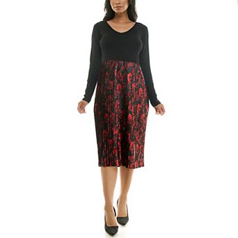 Women's Nina Leonard Lurex Knit Midi Dress