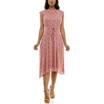 Women's Nina Leonard Smocked Flutter Sleeve Dress
