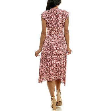 Women's Nina Leonard Smocked Flutter Sleeve Dress