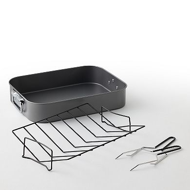 The Big One® 16 in. Carbon Steel Roasting Pan with Rack & Lifters