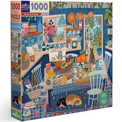 eeboo Piece and Love Blue Kitchen 1000 Piece Square Jigsaw Puzzle