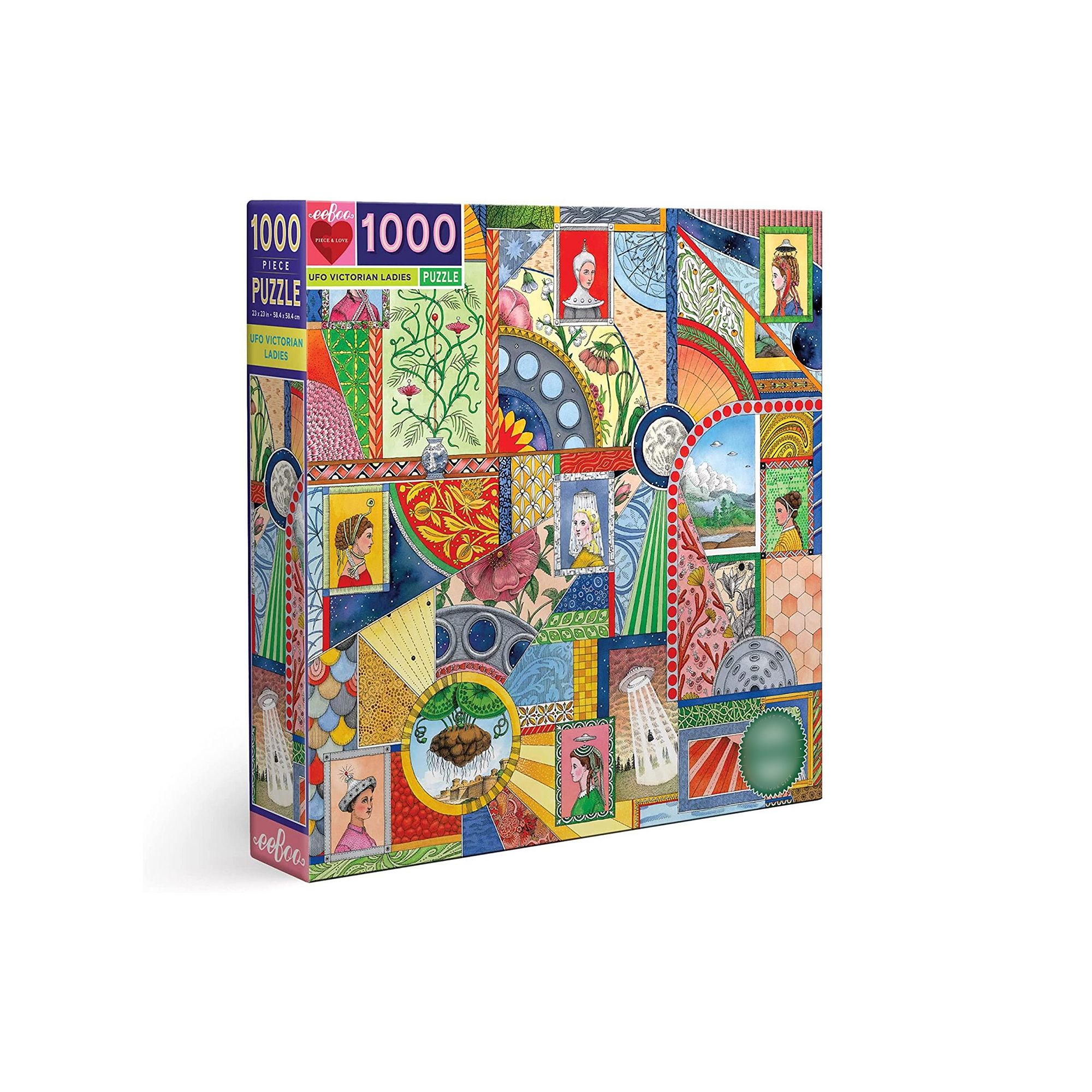 eeboo Piece and Love UFO Victorian Ladies 1000 Piece Jigsaw Puzzle, Multi