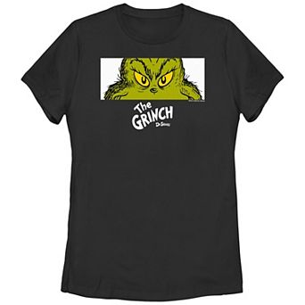 Juniors' Dr. Seuss Grinch Naughty Eyes Graphic Tee