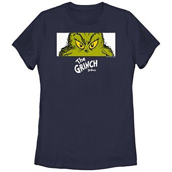Juniors' Dr. Seuss Grinch Naughty Eyes Graphic Tee