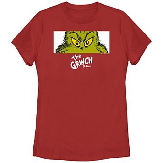 Juniors' Dr. Seuss Grinch Naughty Eyes Graphic Tee