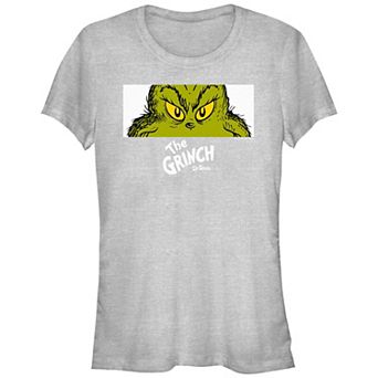 Juniors' Dr. Seuss Grinch Naughty Eyes Fitted Graphic Tee