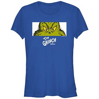 Juniors' Dr. Seuss Grinch Naughty Eyes Fitted Graphic Tee