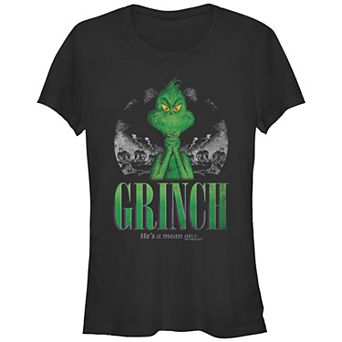 Juniors' Dr. Seuss Grinch He Is A Mean One Fitted Graphic Tee
