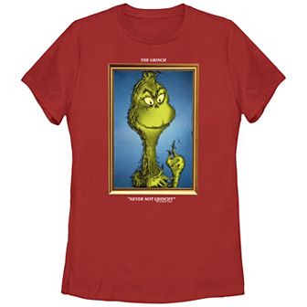 Juniors' Dr. Seuss Grinch Portrait Never Not Grinchy Graphic Tee