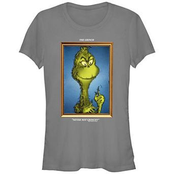 Juniors' Dr. Seuss Grinch Portrait Never Not Grinchy Fitted Graphic Tee