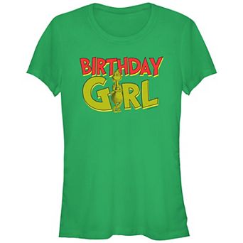 Juniors' Dr. Seuss Grinch Birthday Girl Fitted Graphic Tee
