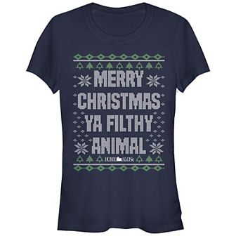 Juniors' Home Alone Merry Christmas Ya Filthy Animal Fitted Graphic Tee