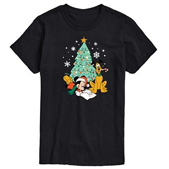 Disney's Mickey Mouse & Pluto Big & Tall Christmas Tree Graphic Tee