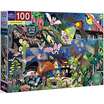 eeboo Love of Bats Glow in the Dark 100 pc Jigsaw Puzzle