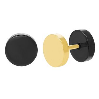 Boston Bay Diamonds Stainless Steel Black & Yellow Ion-Plated Round Reversible Earrings