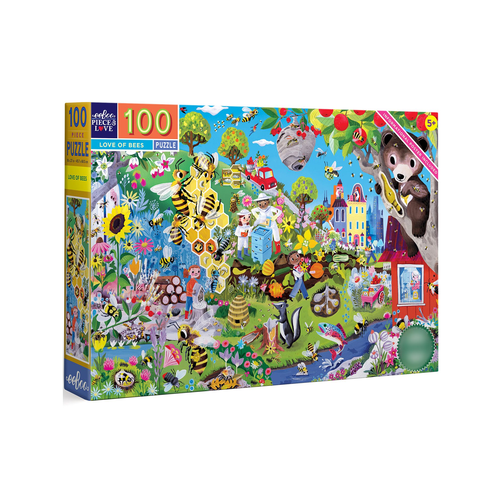 eeboo Love of Bees 100 Piece Jigsaw Puzzle, Multi