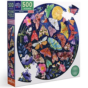 eeboo Piece and Love Moths 500 pc Round Jigsaw Puzzle