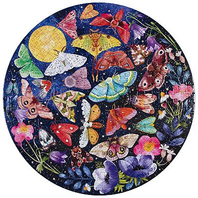 eeboo Piece and Love Moths 500 Piece Round Jigsaw Puzzle