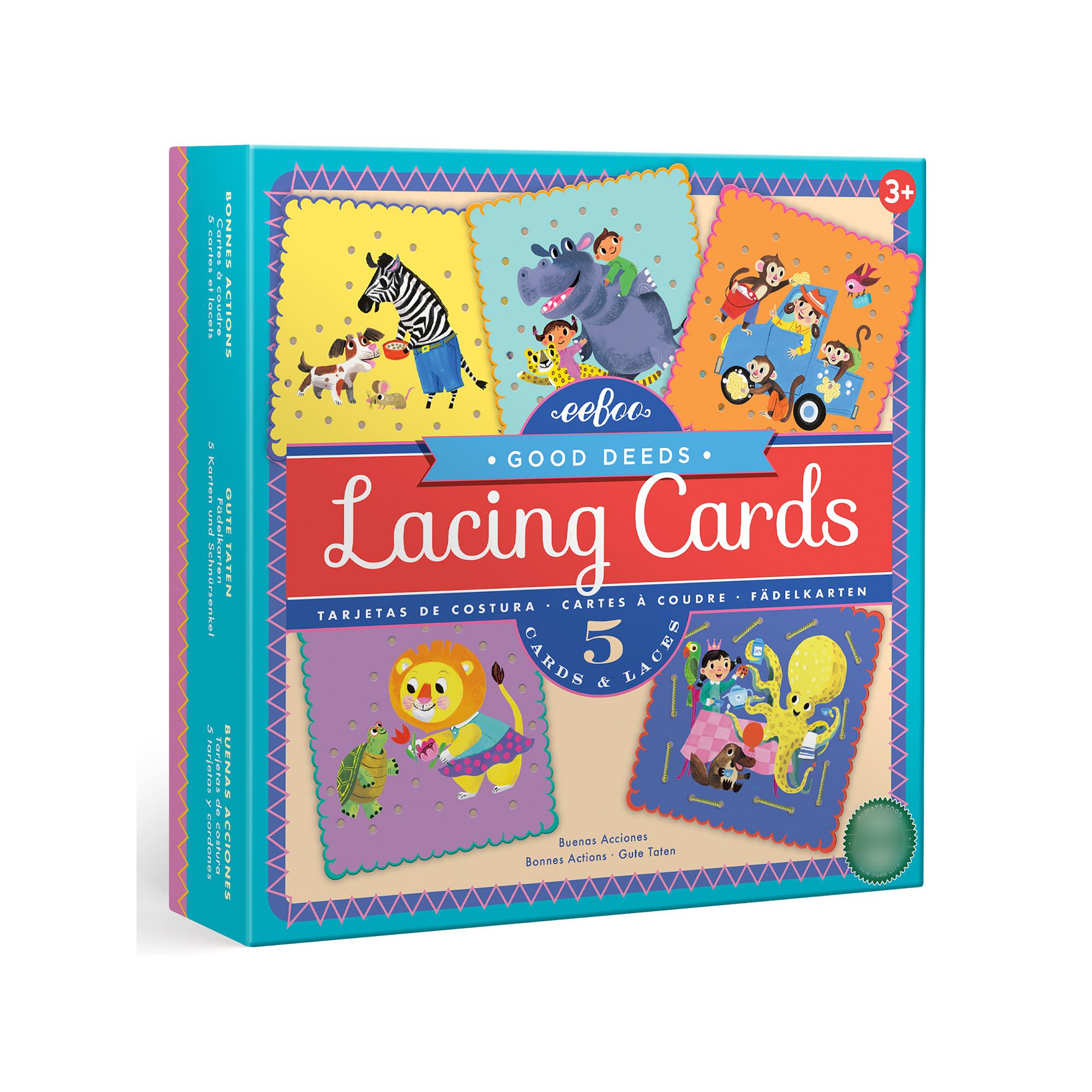 eeboo Good Deeds Lacing Cards Set of 5, Multi