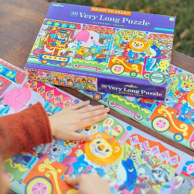 eeboo Alphabet Train 36 Piece Long Jigsaw Puzzle With Poster For Kids