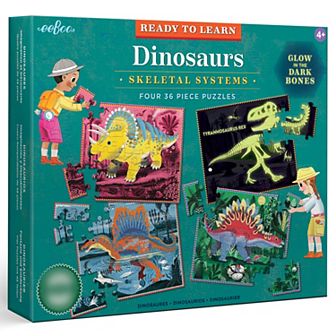 eeboo Ready to Learn Dinosaurs Glow in the Dark Jigsaw Puzzles Set of 4