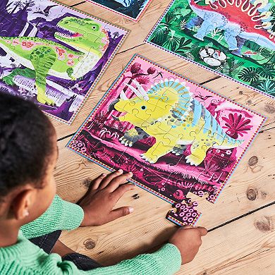 eeboo Ready to Learn Dinosaurs Glow in the Dark Jigsaw Puzzles Set of 4