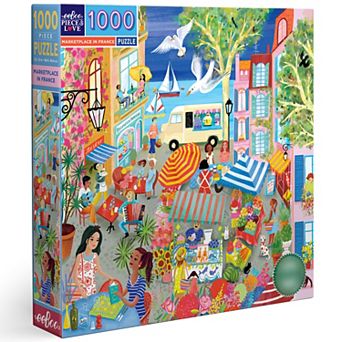 eeboo Piece and Love Marketplace in France 1000 pc Square Piece Puzzle