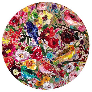eeboo Piece & Love: Birds & Blossoms 500 Piece Round Jigsaw Puzzle