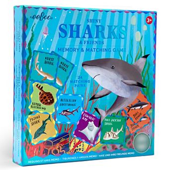 eeBoo Memory & Matching Game: Shiny Sharks & Friends - 24 Matching Pairs, Educational Preschool Game