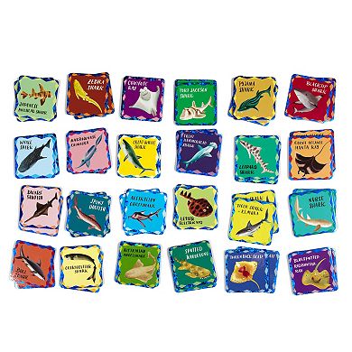 eeBoo Memory & Matching Game: Shiny Sharks & Friends - 24 Matching Pairs, Educational Preschool Game