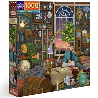 eeBoo Piece & Love: Alchemist's Library - 1000 pc Puzzle Square Jigsaw Puzzle, 23x23"