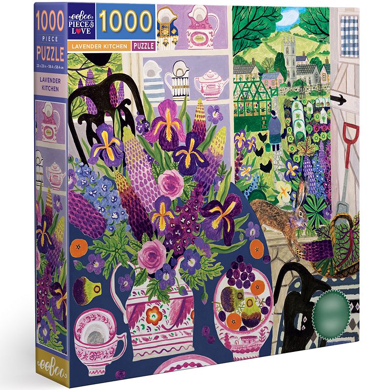 eeBoo Piece & Love: Lavender Kitchen - 1000 Piece Puzzle Square Jigsaw Puzzle, 23x23", Multi