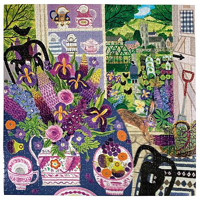 eeBoo Piece & Love: Lavender Kitchen - 1000 Piece Puzzle Square Jigsaw Puzzle, 23x23"