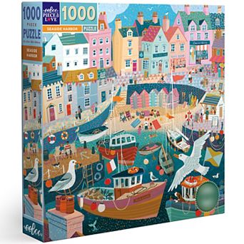 eeboo Piece & Love: Seaside Harbor 1000 pc Puzzle Square Jigsaw