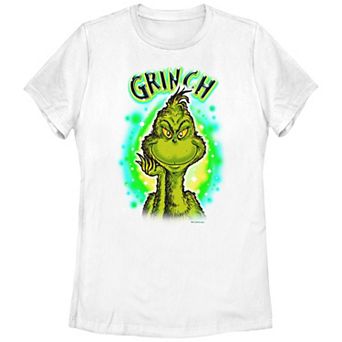 Juniors' Dr. Seuss Grinch Airbrush Background Graphic Tee