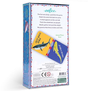 eeBoo Giant Shiny Shark Dominoes - 28 Oversized Color Dominoes, Animal Themed